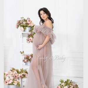 Maternity Dress for Photos - Nude/Cappuccino